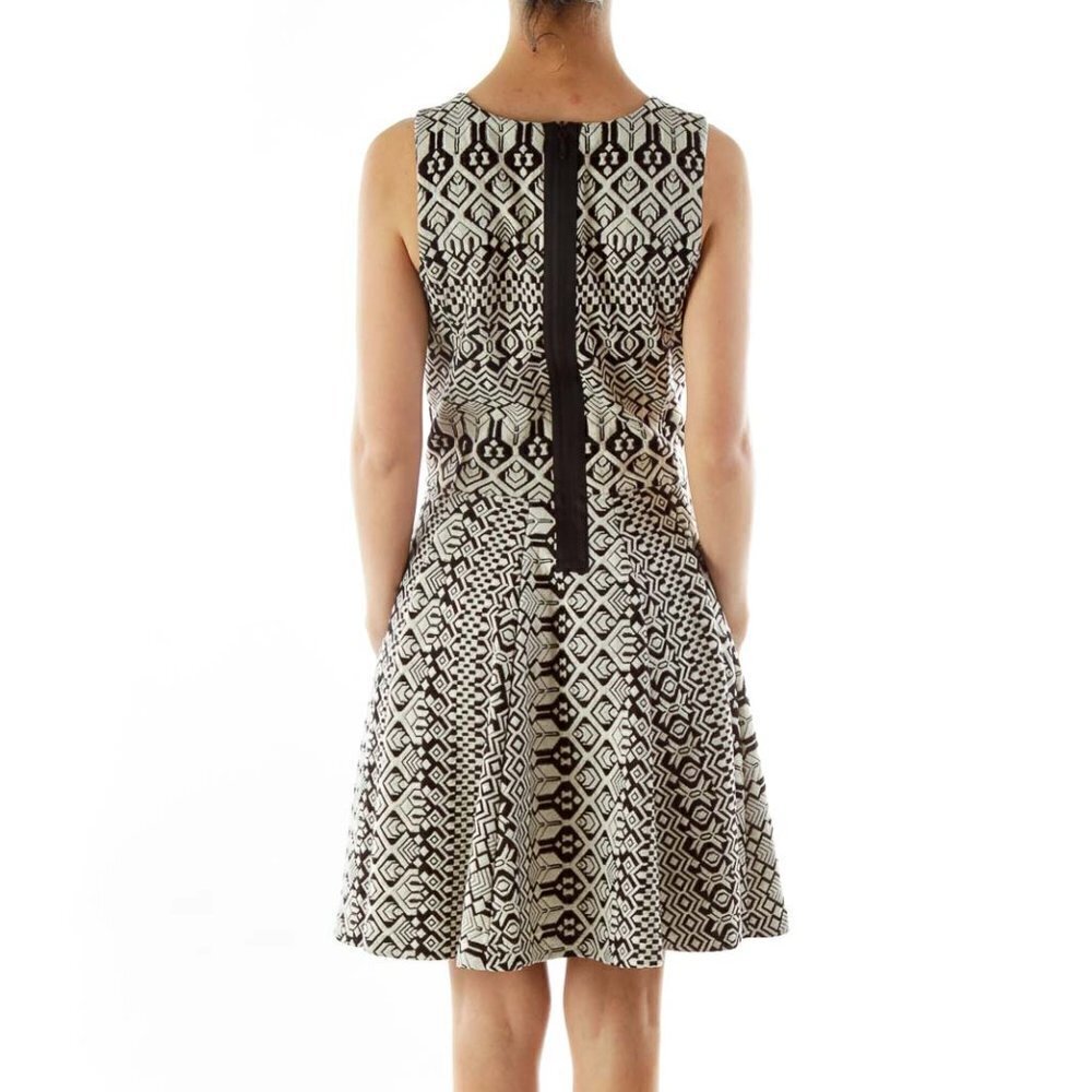 Cynthia Rowley Black Cream Embroidered A-Line Work Dress - Picture 3 of 3